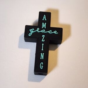 Cross Amazing Grace Focal Bead Beaded Pen Silicone‎ Badge Clip Charm Keychain